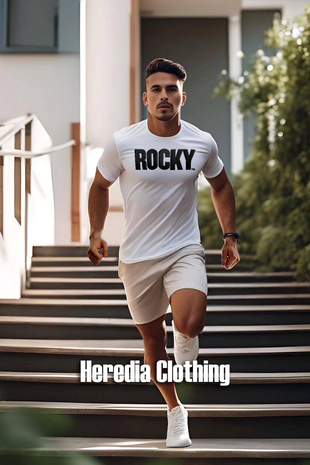 Playera Rocky Blanca/Negro