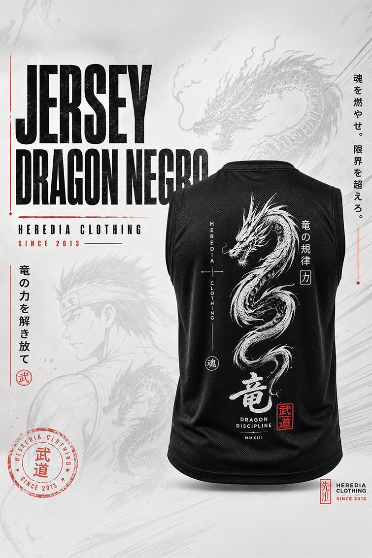 Playera Jersey Dragon Negro - Heredia Clothing