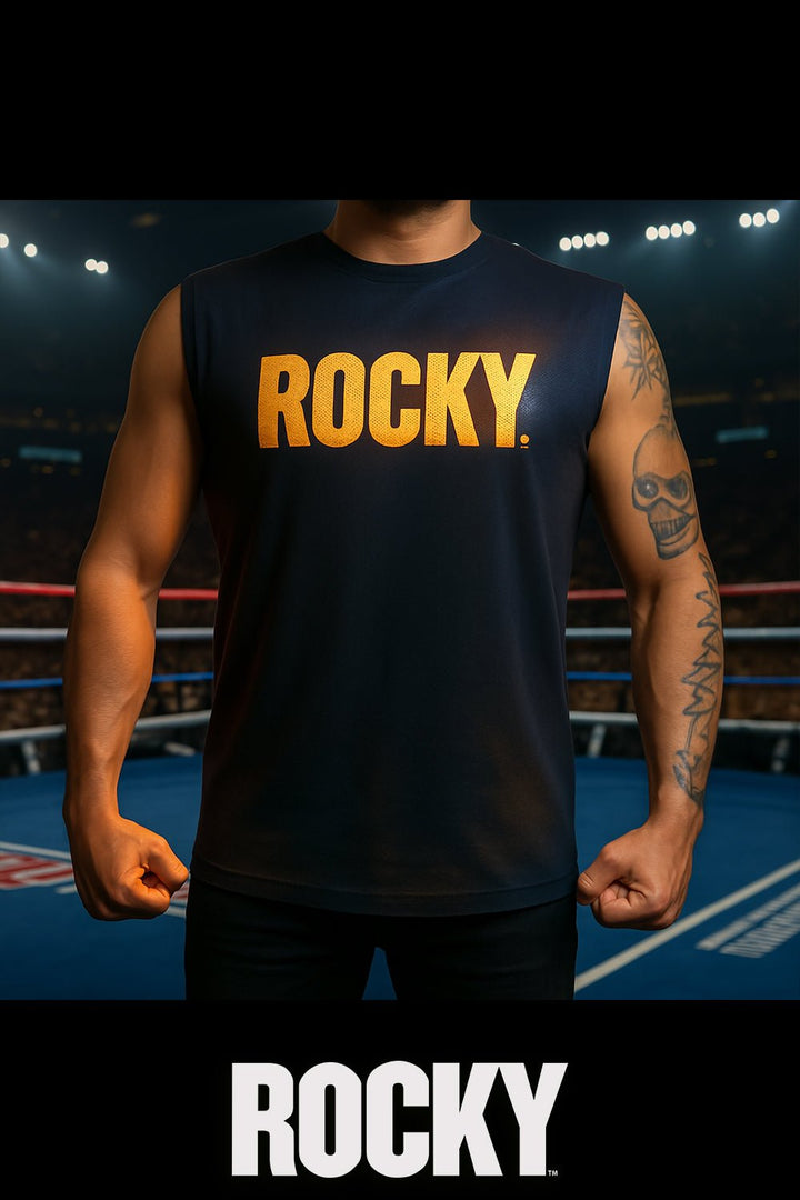 Playera Rocky Negra sin mangas - Heredia Clothing