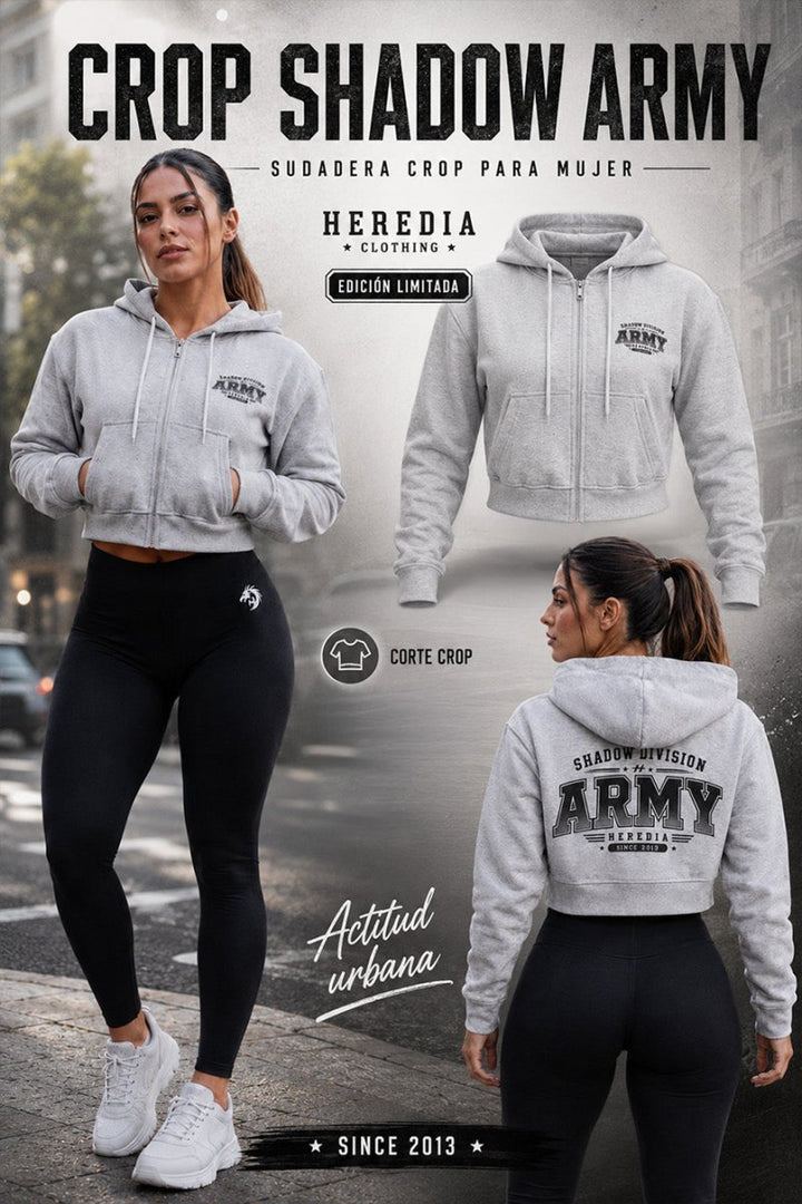 Sudadera Cropped Army Gray - Heredia Clothing