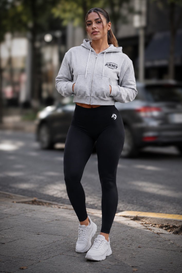 Sudadera Cropped Army Gray - Heredia Clothing